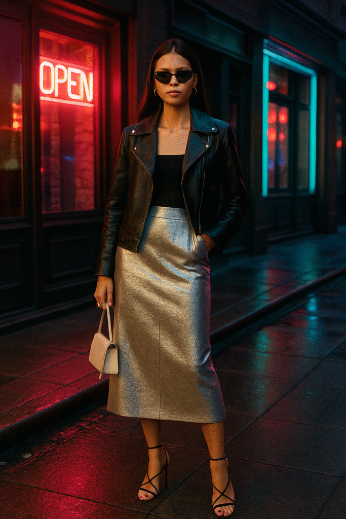 Bold Statement Pieces (Leather & Metallics)